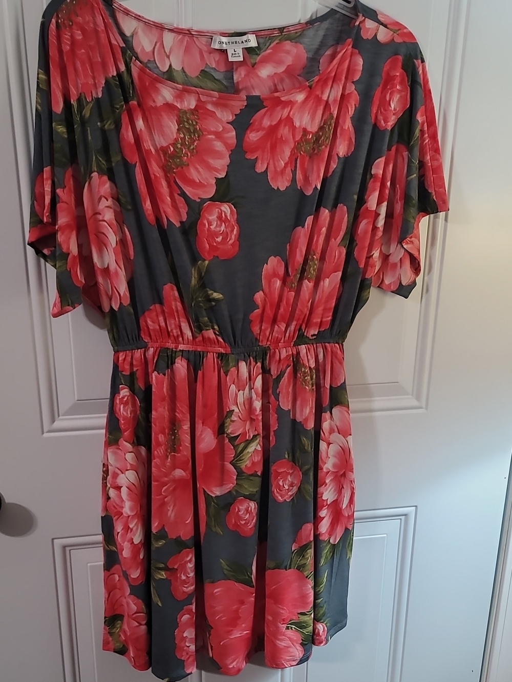 On The Land Coral Pink Floral Mini Dress